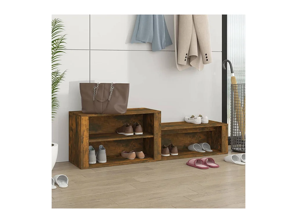 Meuble à chaussures Chêne fumé 150x35x45 cm Bois d'ingénierie FR28286