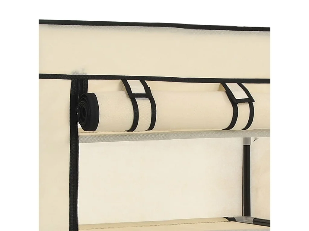 Meuble à chaussures avec housse Crème 58x28x106 cm Tissu FR73187