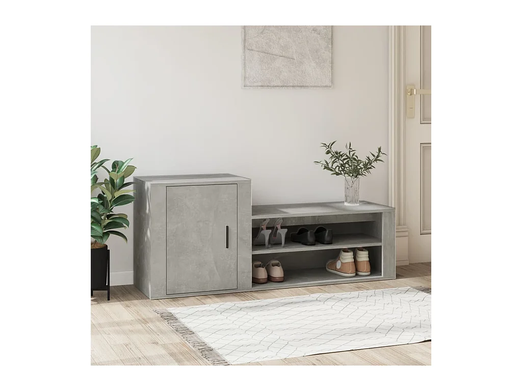 Meuble à chaussures Gris béton 130x35x54 cm Bois d'ingénierie FR33855