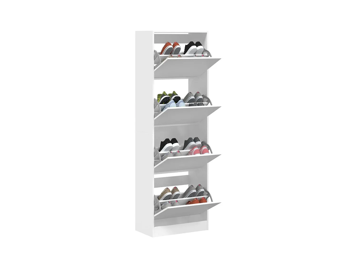 Meuble à chaussures 4 tiroirs rabattables blanc 60x34x187,5 cm FR76893