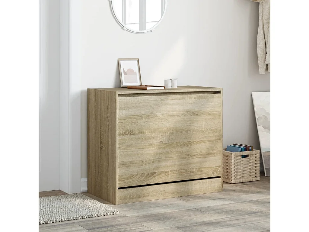 Zapatero de madera de ingeniería roble Sonoma 80x42x69 cm ES307956