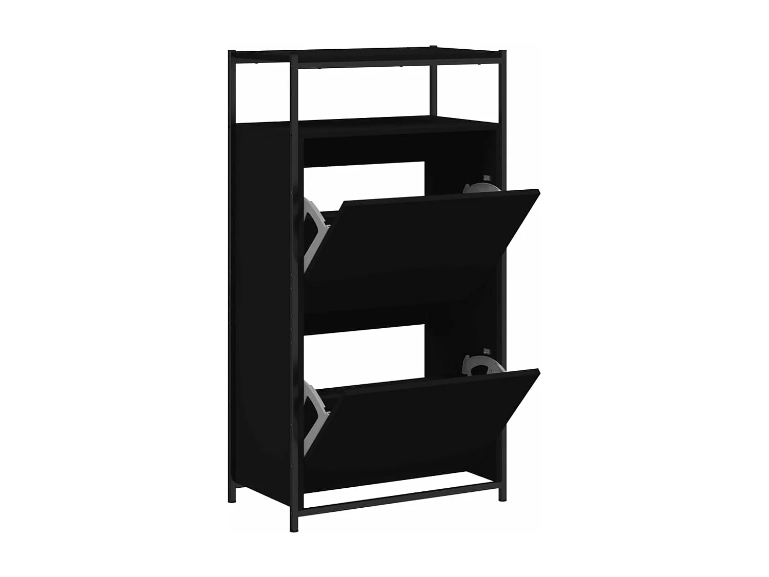 Zapatero de madera de ingeniería negro 60x34x112 cm ES913933