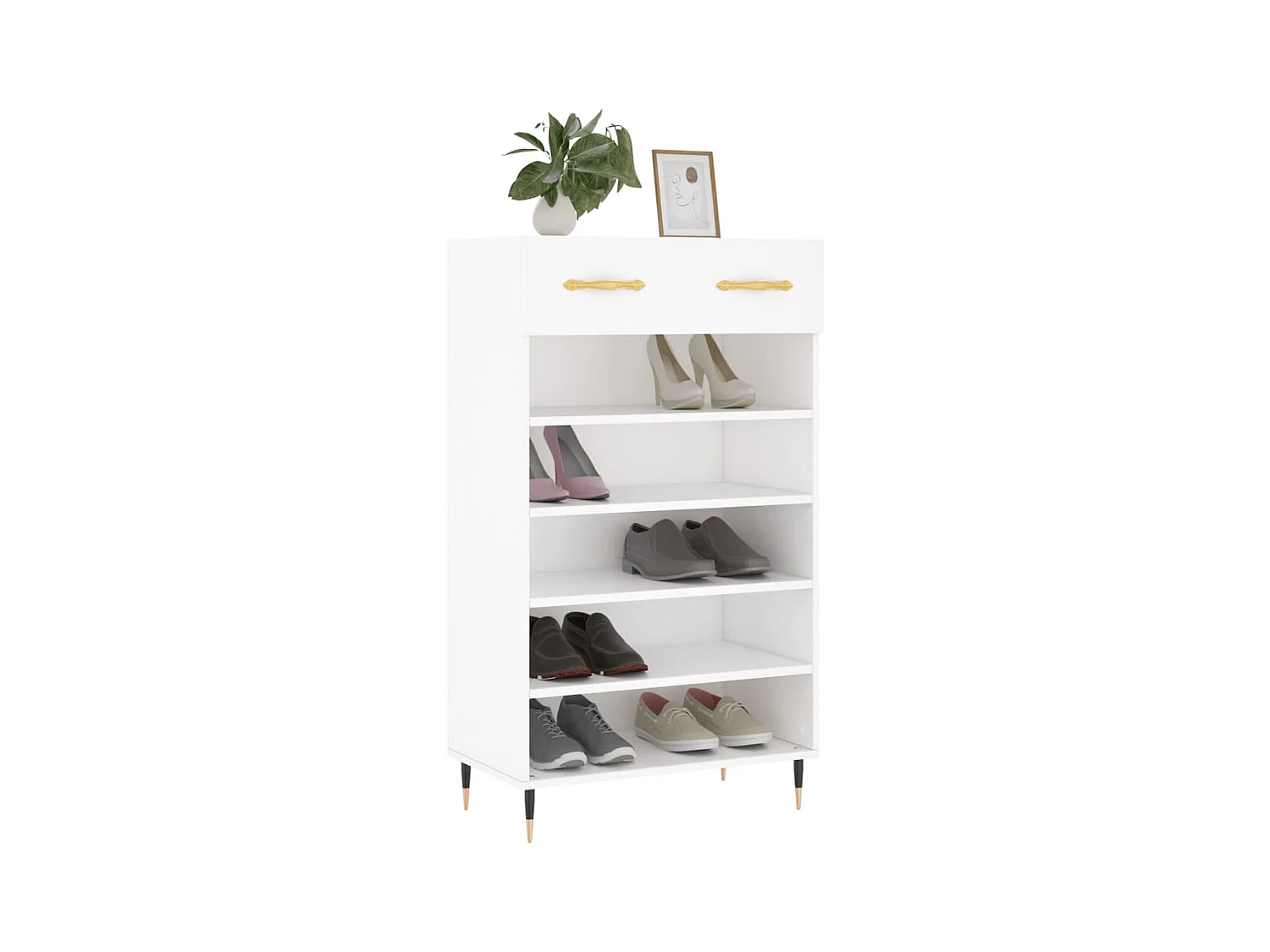 Schoenenkast 60x35x105 cm bewerkt hout wit BE829499