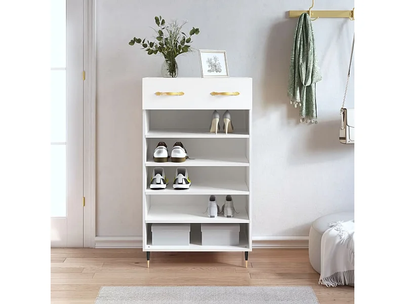 Meuble à chaussures blanc 60x35x105 cm bois d'ingénierie FR12830