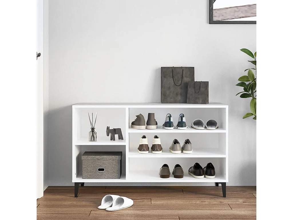 Meuble à chaussures Blanc 102x36x60 cm Bois d'ingénierie FR31500