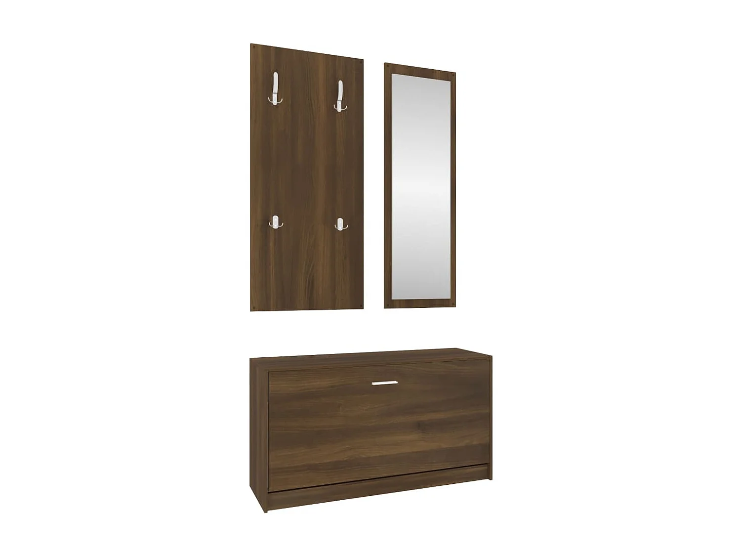 Set de mueble zapatero 3 en 1 madera contrachapada marrón roble ES112708