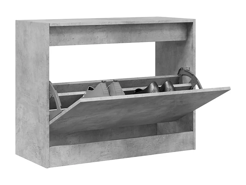 Meuble à chaussures gris béton 80x34x63 cm bois d'ingénierie FR80058