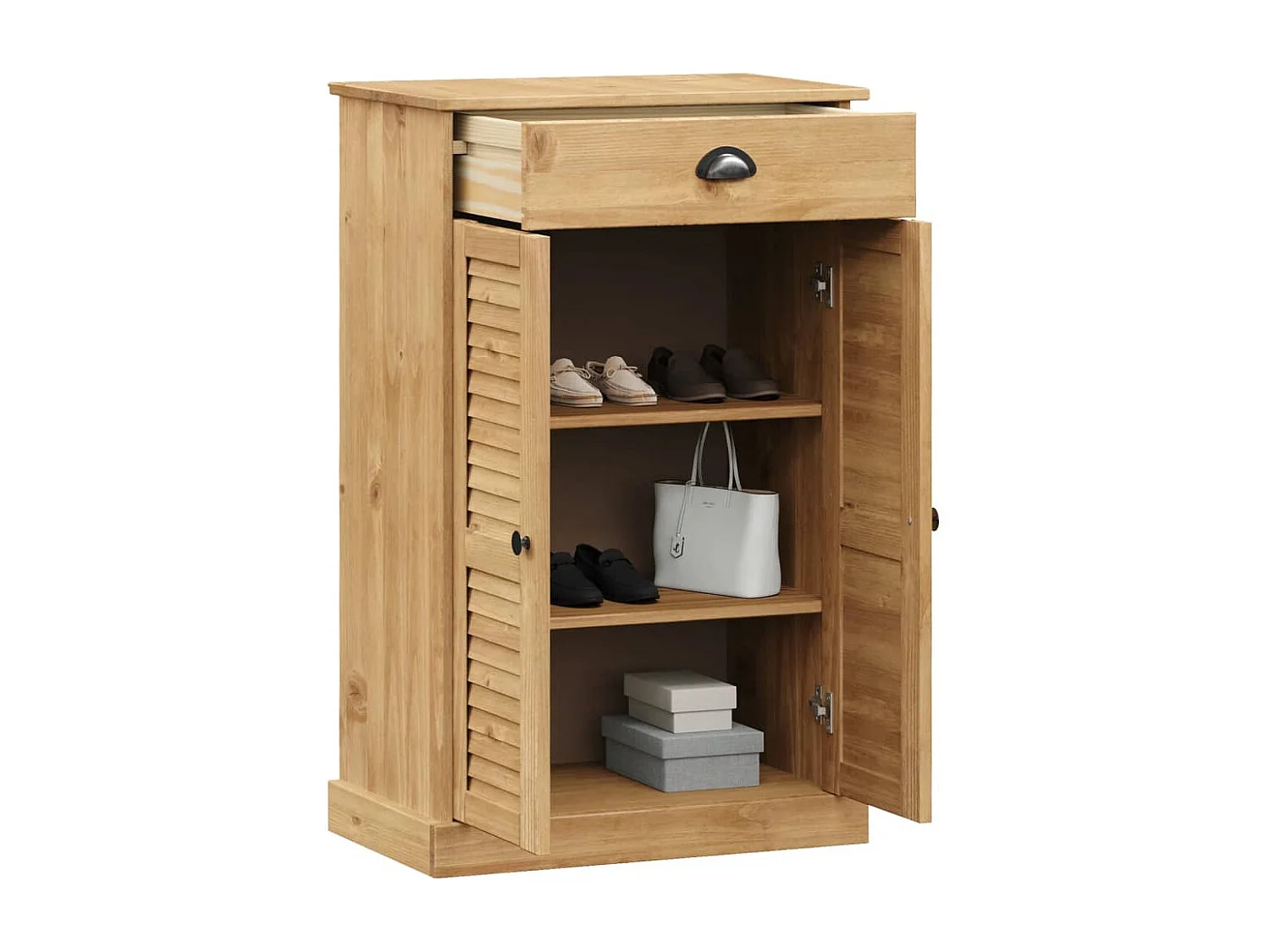 Meuble à chaussures VIGO 60x35x96 cm bois massif de pin FR67963