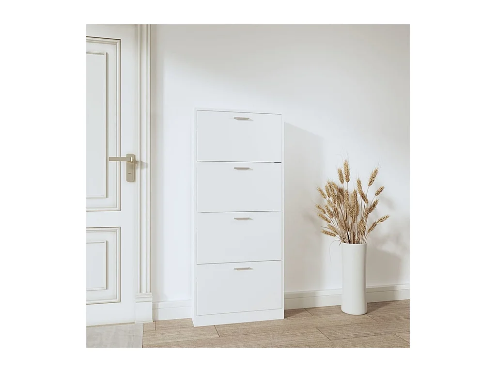 Meuble à chaussures Blanc 59x17x150 cm Bois d'ingénierie FR62242