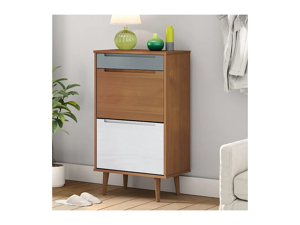 Meuble à chaussures MOLDE Marron 59,5x35x103 cm Bois de pin FR38911
