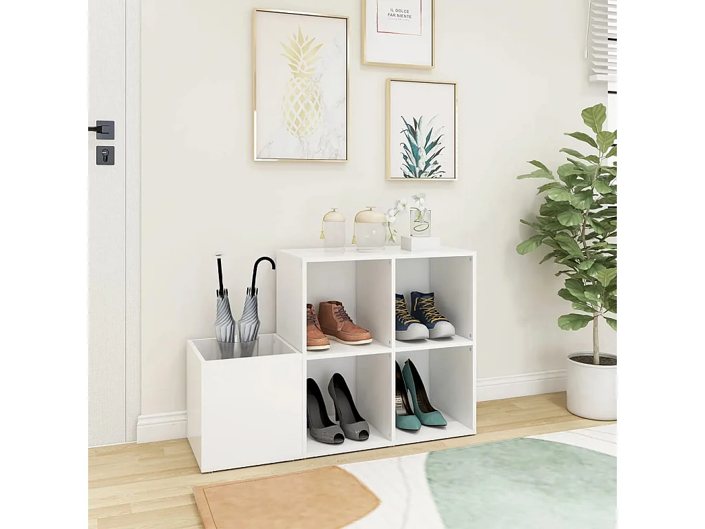 Meuble à chaussures d'entrée blanc bois d'ingénierie FR14744