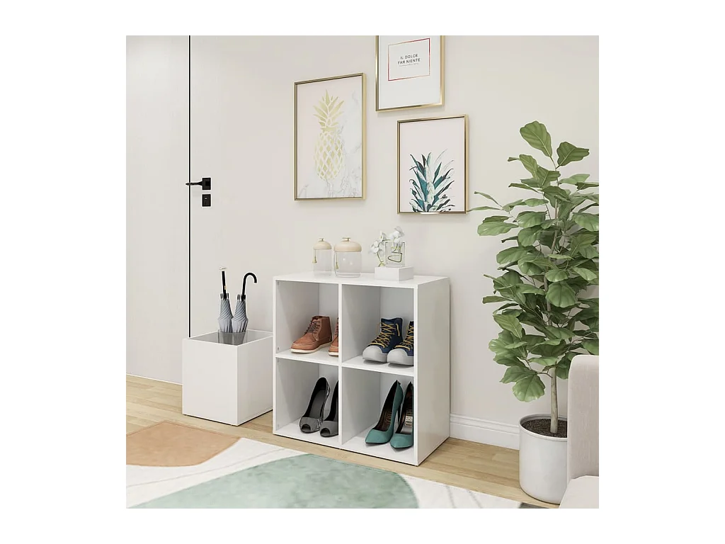 Meuble à chaussures d'entrée blanc bois d'ingénierie FR14744