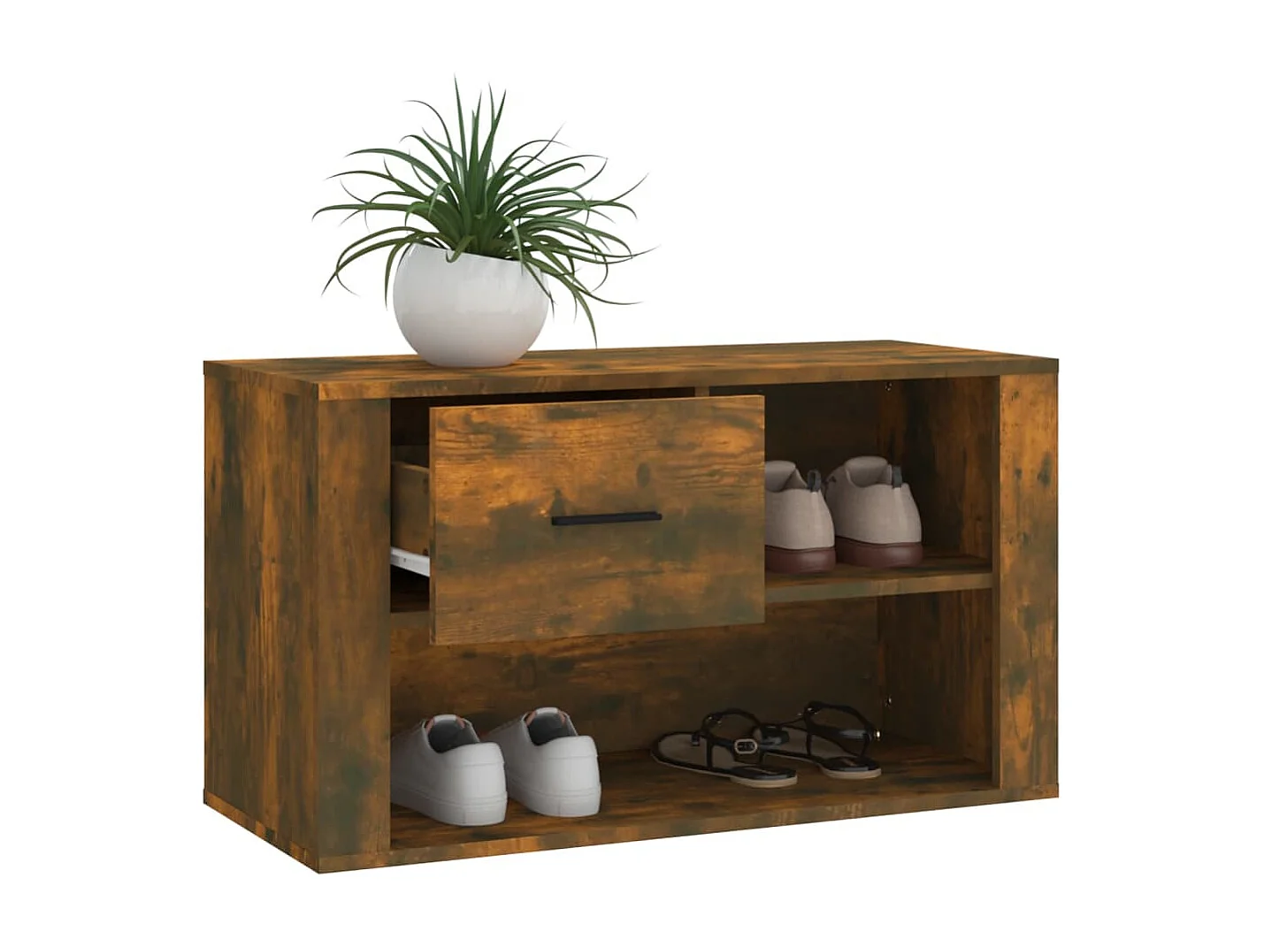 Meuble à chaussures Chêne fumé 80x35x45 cm Bois d'ingénierie FR24210