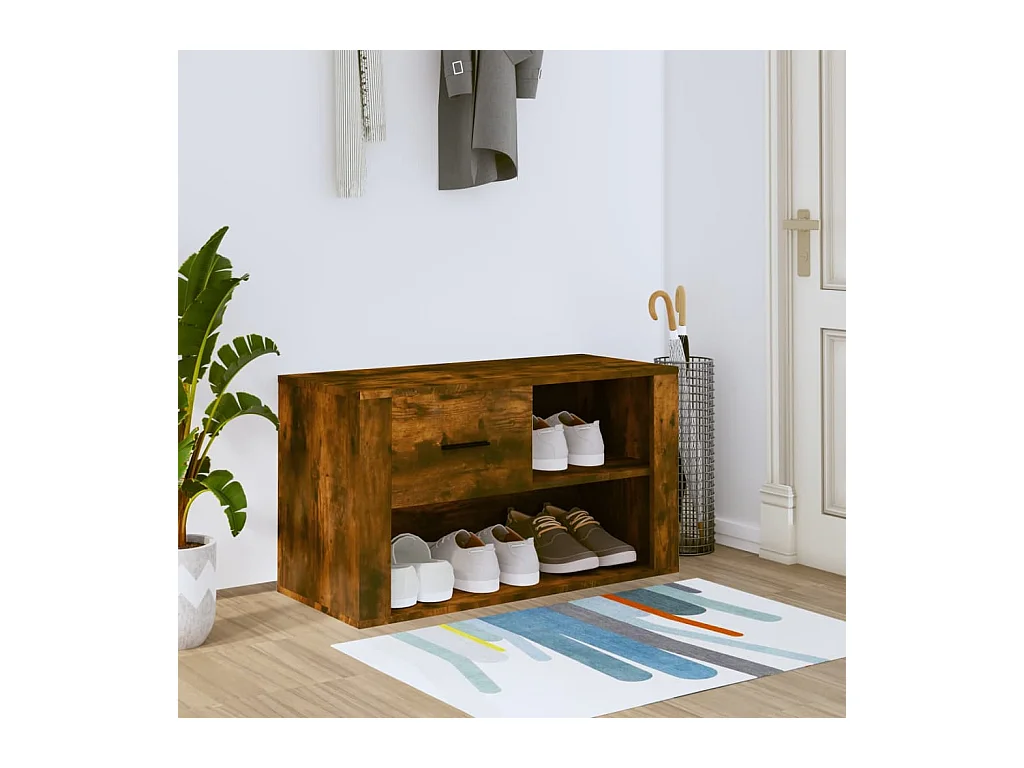 Meuble à chaussures Chêne fumé 80x35x45 cm Bois d'ingénierie FR24210
