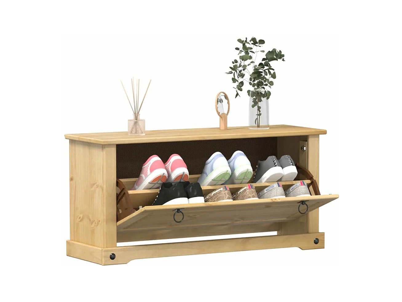 Meuble à chaussures Corona 99x32x47 cm bois de pin massif FR28311
