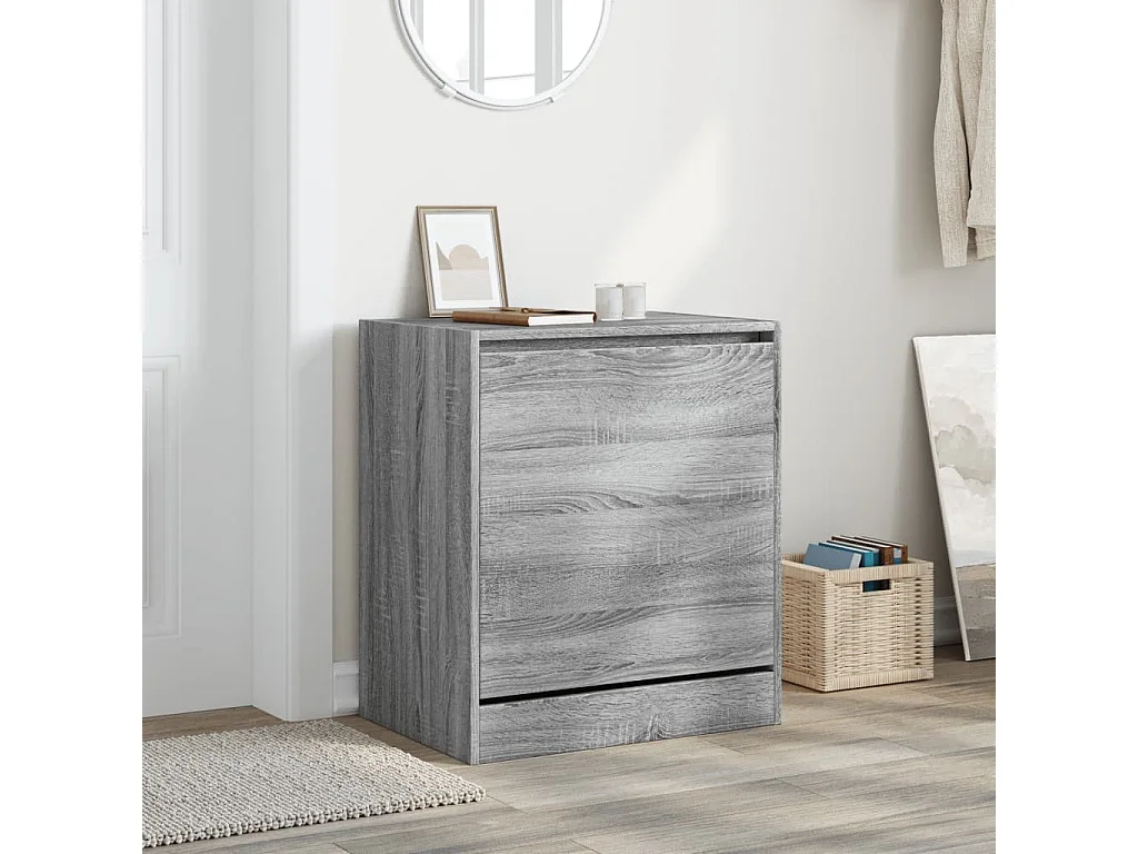 Zapatero de madera de ingeniería gris Sonoma 60x42x69 cm ES743477