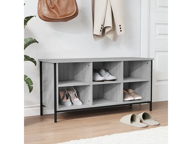 Meuble à chaussures sonoma gris 100x35x50 cm bois d'ingénierie FR30526