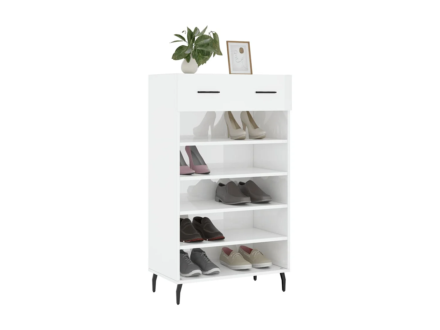 Meuble à chaussure Blanc brillant 60x35x105 cm Bois ingénierie FR18602
