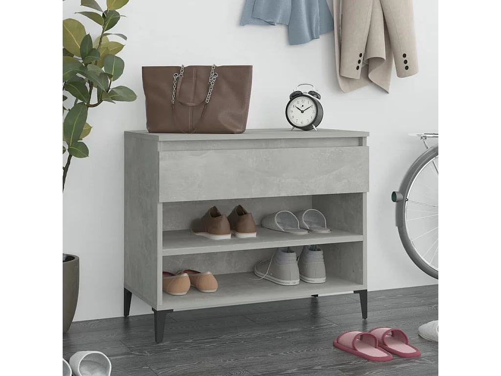 Meuble à chaussures Gris béton 70x36x60 cm Bois d'ingénierie FR34574