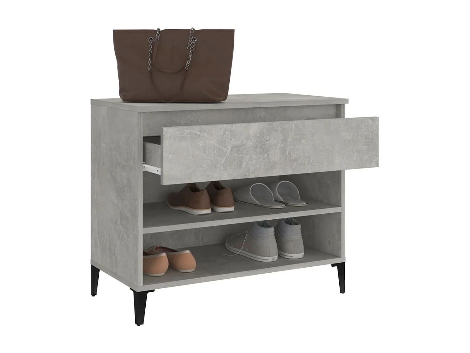 Meuble à chaussures Gris béton 70x36x60 cm Bois d'ingénierie FR34574