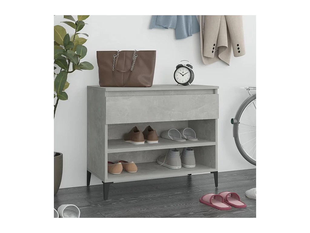 Meuble à chaussures Gris béton 70x36x60 cm Bois d'ingénierie FR34574