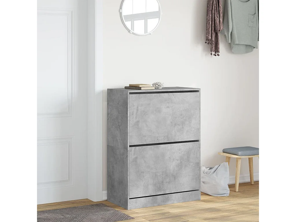 Mueble zapatero 2 cajones abatibles gris hormigón 80x42x108 cm ES577954