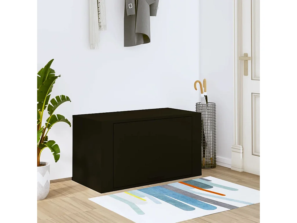 Wandschoenenkast 70x35x38 cm bewerkt hout zwart BE443237