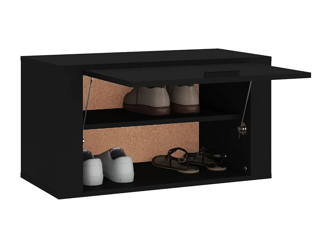 Wandschoenenkast 70x35x38 cm bewerkt hout zwart BE443237