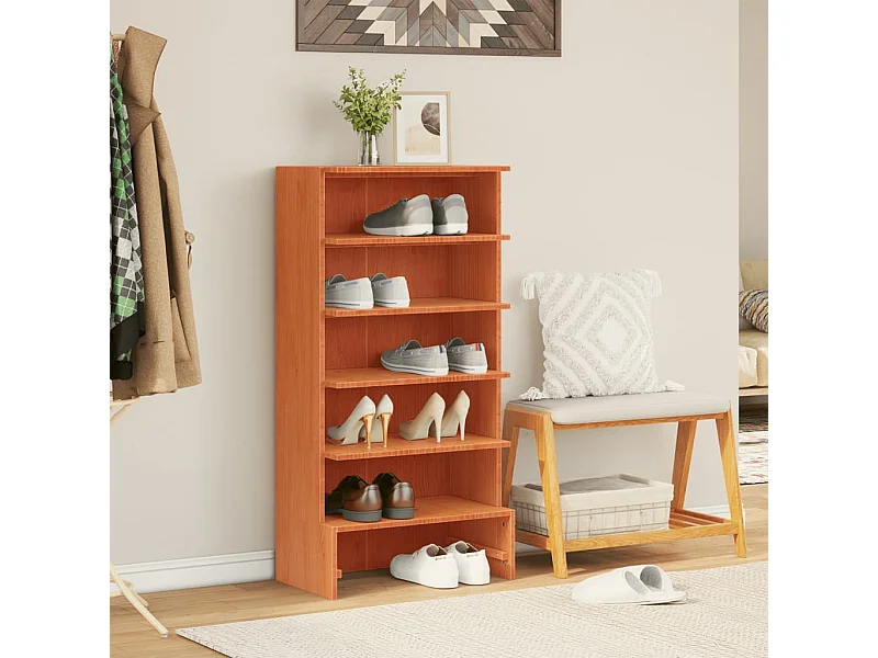 Meuble à chaussures cire marron 52x30x104 cm bois pin massif FR56135
