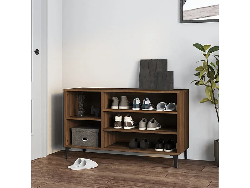 Schoenenkast 102x36x60 cm bewerkt hout bruin eikenkleur BE537317