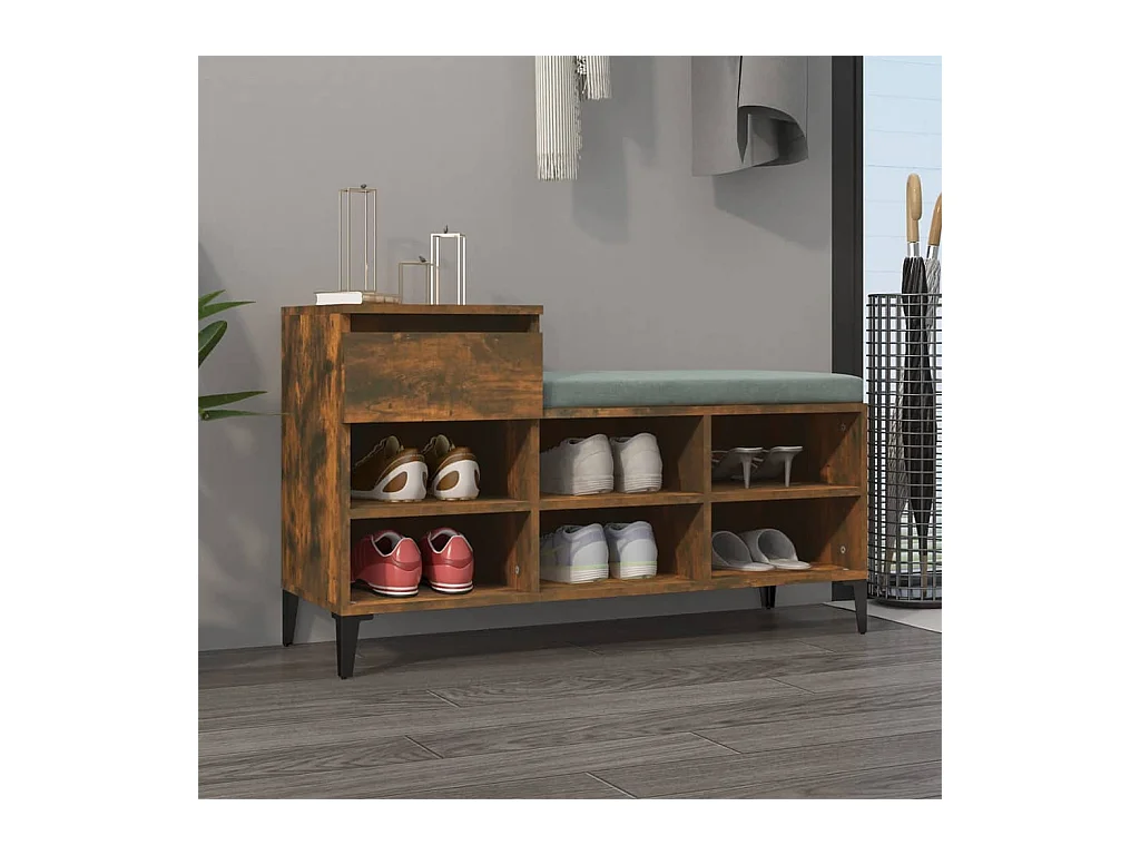 Meuble à chaussures Chêne fumé 102x36x60 cm Bois d'ingénierie FR44759