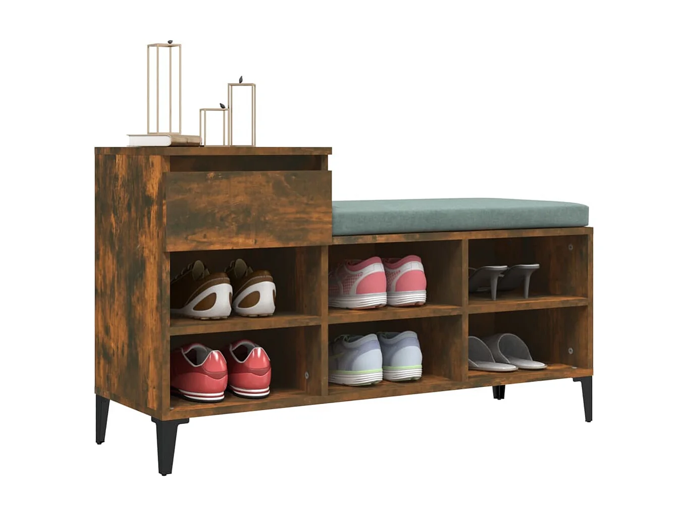 Meuble à chaussures Chêne fumé 102x36x60 cm Bois d'ingénierie FR44759