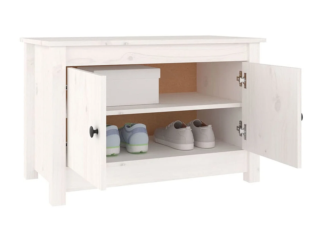 Armario zapatero de madera maciza de pino blanco 70x38x45,5 cm ES628395