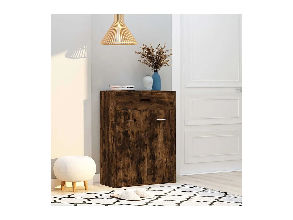 Meuble à chaussures Chêne fumé 60x35x84 cm Bois d'ingénierie FR78693