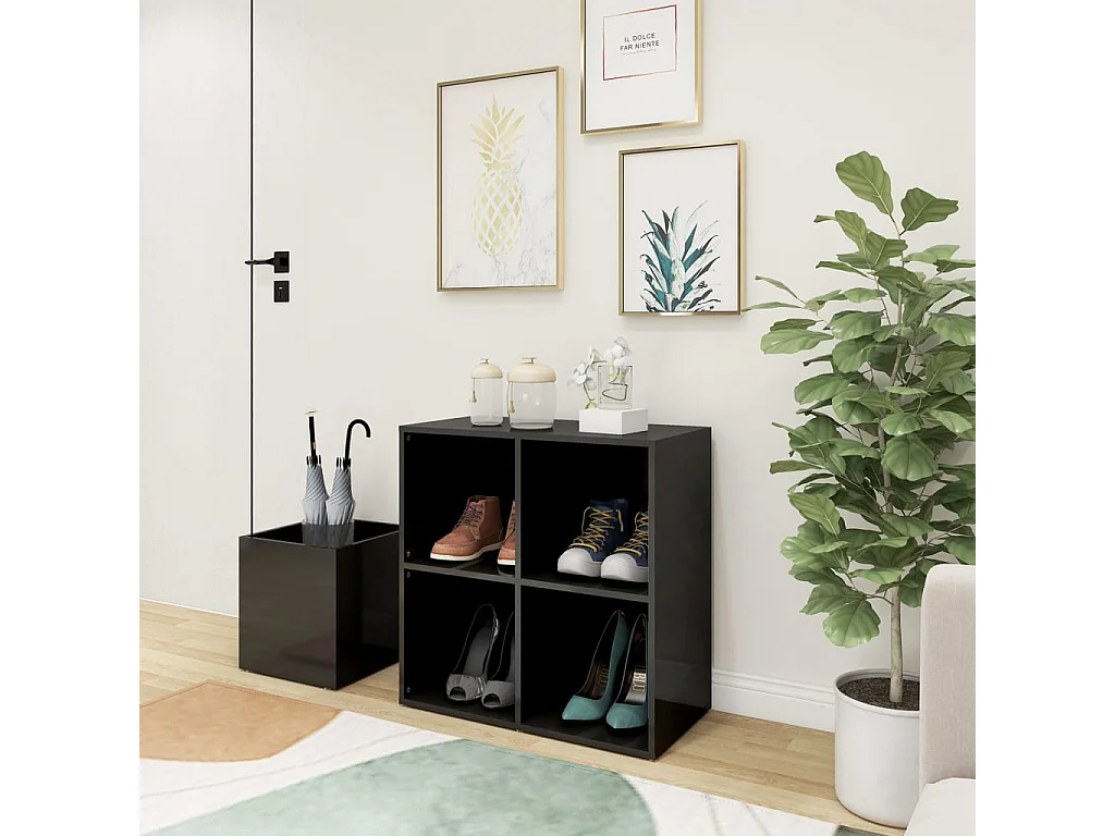 Meuble à chaussures d’entrée gris brillant bois ingénierie FR31528