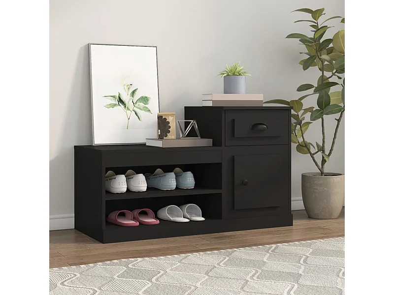 Meuble à chaussures noir 100x42x60 cm bois d'ingénierie FR95194
