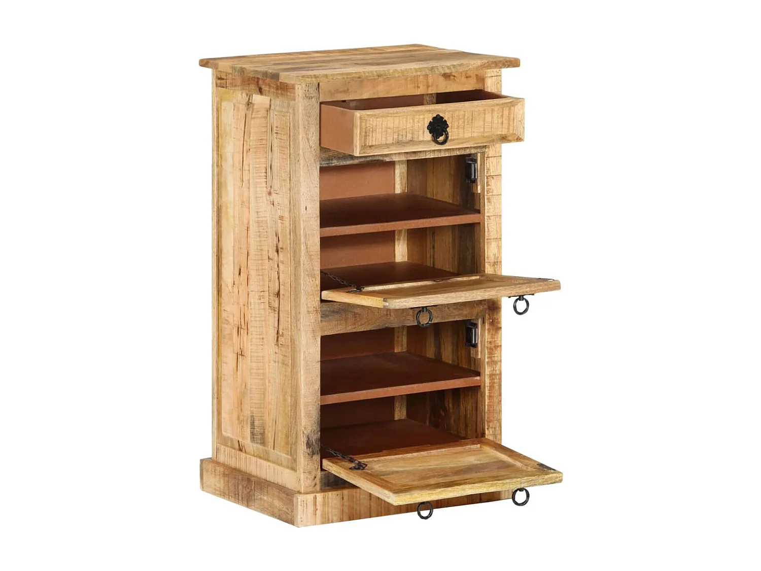 Meuble à chaussures 4 niveaux avec tiroir Bois manguier brut FR28971