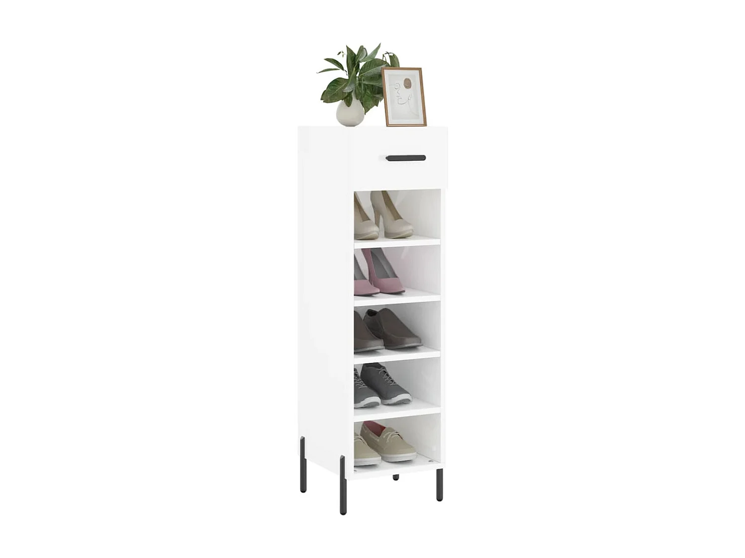 Meuble à chaussure Blanc brillant 30x35x105 cm Bois ingénierie FR72972