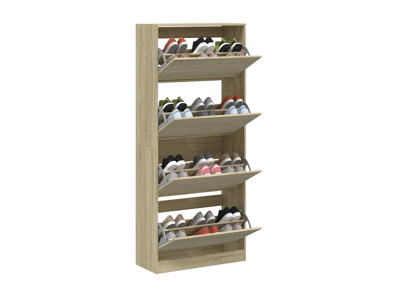 Meuble à chaussures 4 tiroirs rabattables chêne sonoma FR96556