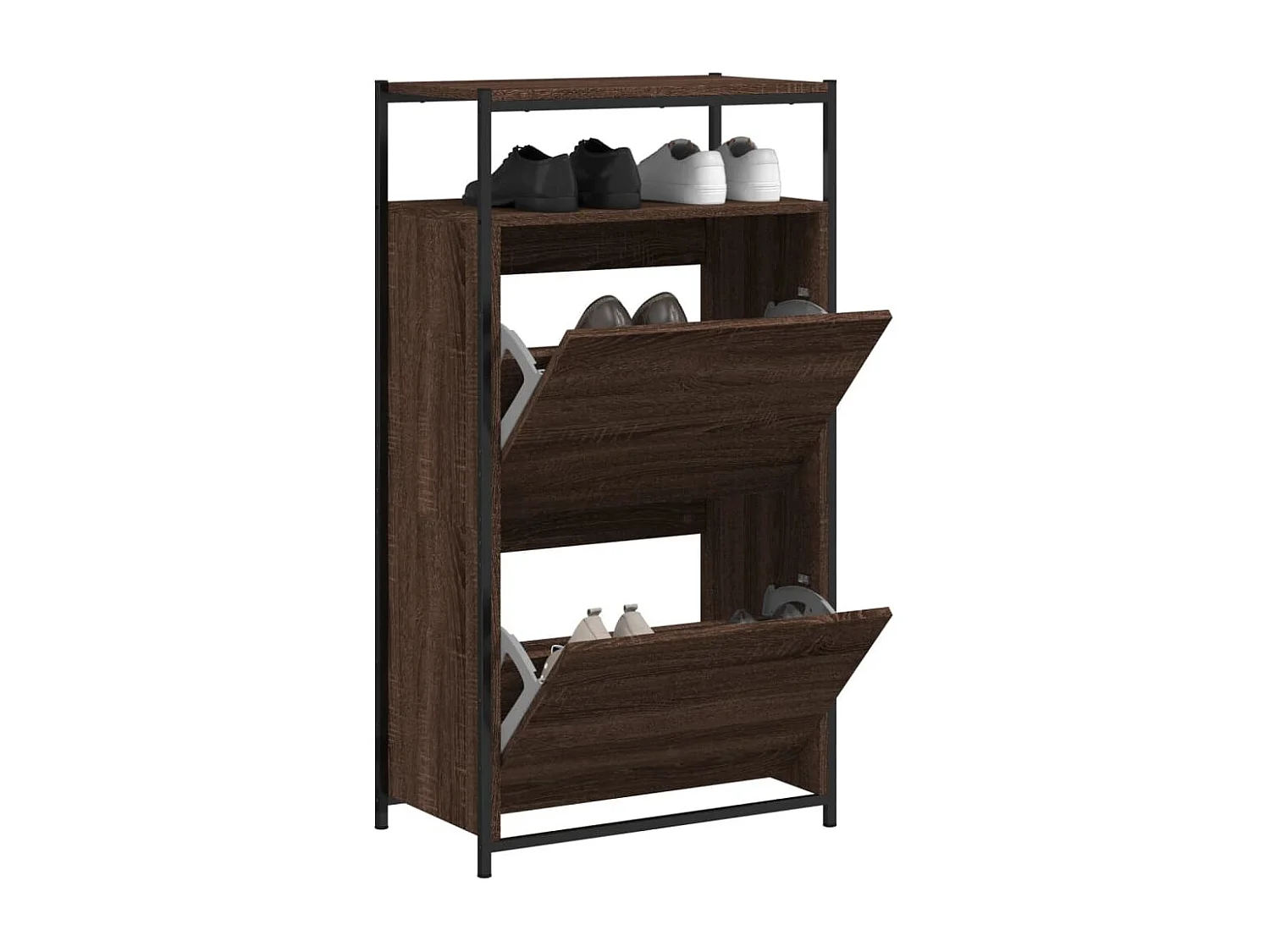 Meuble à chaussures chêne marron 60x34x112cm bois d'ingénierie FR21765