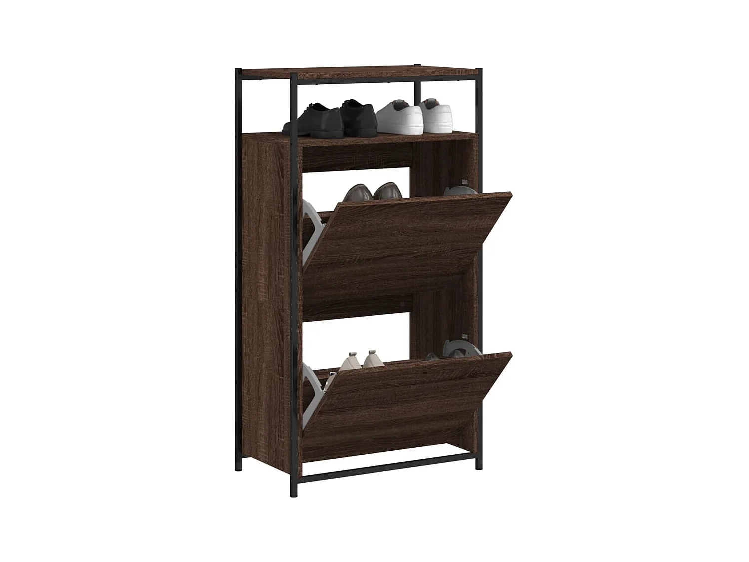 Meuble à chaussures chêne marron 60x34x112cm bois d'ingénierie FR21765