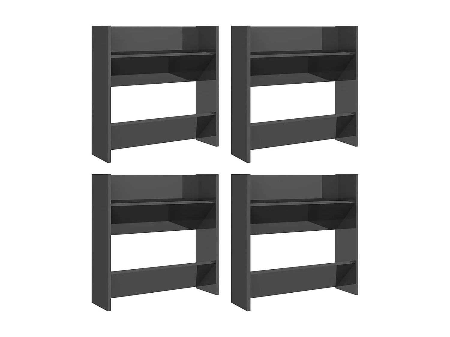 Meubles à chaussures murales 4 pcs gris brillant 60x18x60 cm FR60911