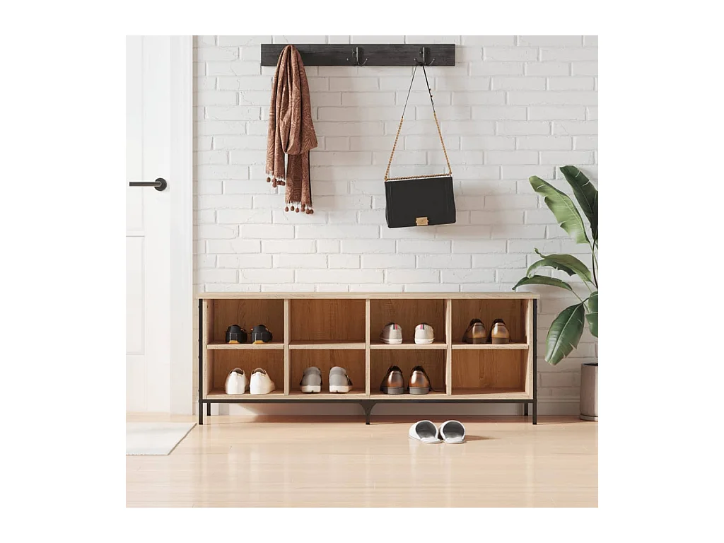 Meuble à chaussures chêne sonoma 131x35x50cm bois d'ingénierie FR82046