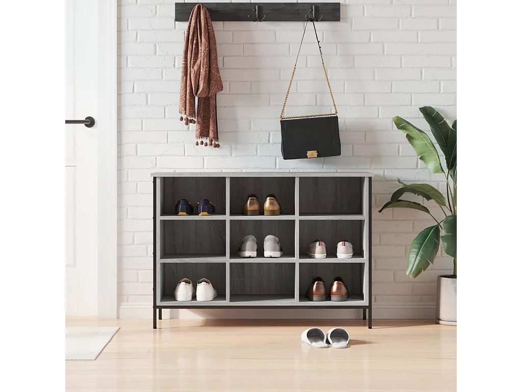 Zapatero madera de ingeniería gris Sonoma 100x35x70 cm ES698476