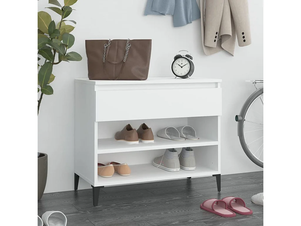 Mueble zapatero madera contrachapada blanco 70x36x60 cm ES491753