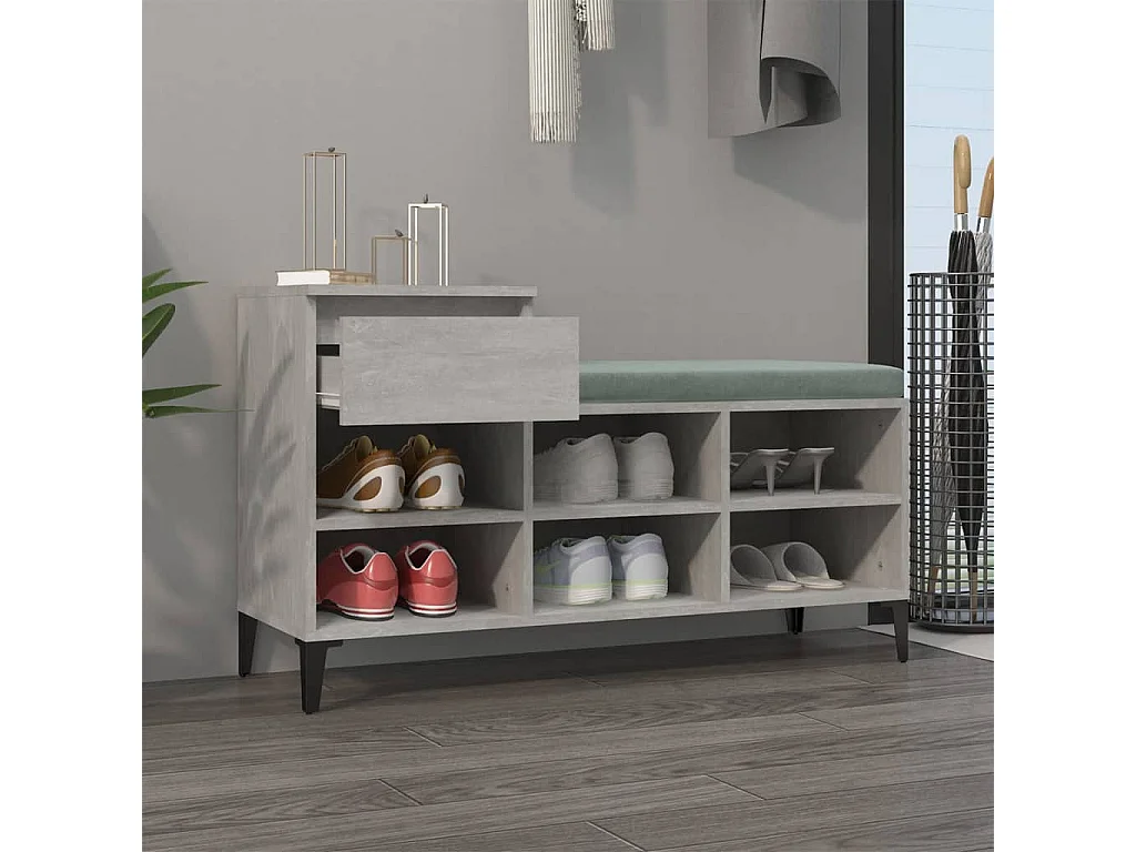 Meuble à chaussures Gris béton 102x36x60 cm Bois d'ingénierie FR87605