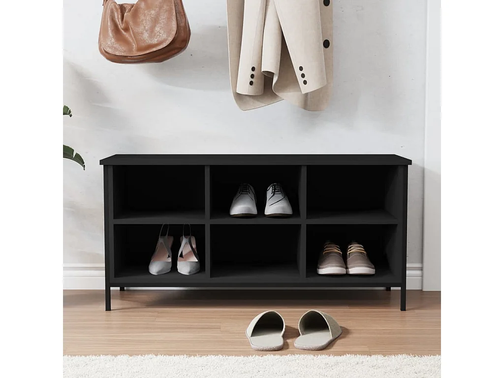 Meuble à chaussures noir 100x35x50 cm bois d'ingénierie FR24927