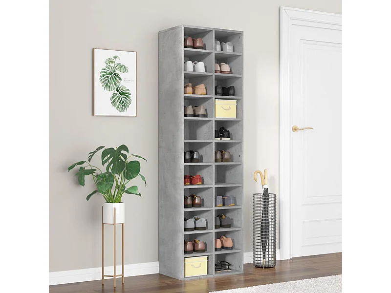Mueble zapatero de contrachapada gris hormigón 80x35,5x180 cm ES205803