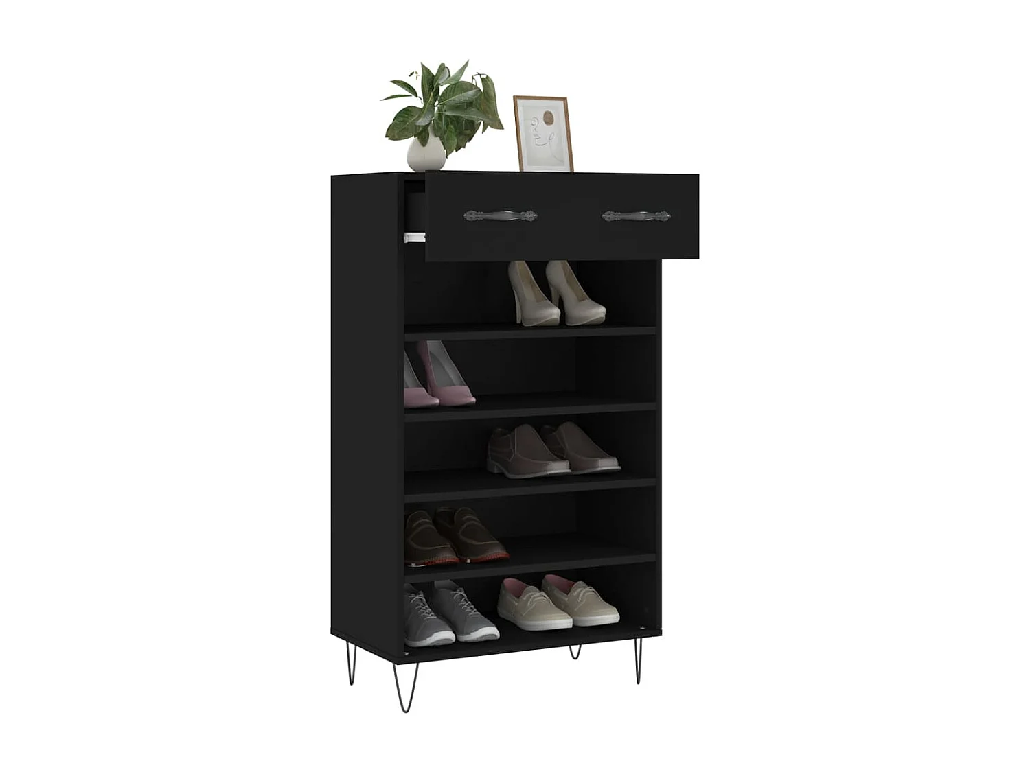 Meuble à chaussures noir 60x35x105 cm bois d'ingénierie FR37505