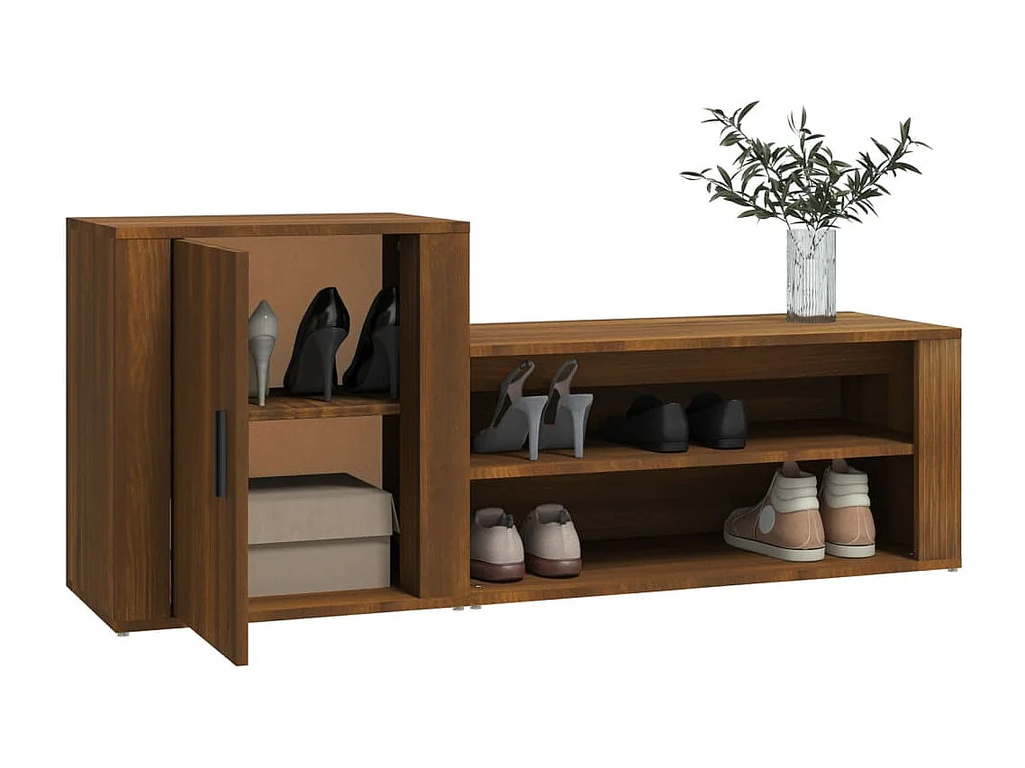 Mueble zapatero madera contrachapada roble marrón 130x35x54 cm ES678841